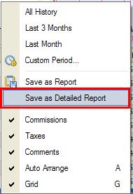 Image of Menu Hightlighted Save As detailed Report